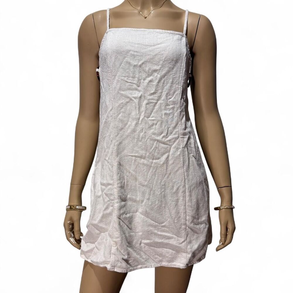 Sienna Sky White Linen Blend Side Cutout Mini Dress Women’s Medium Y2K